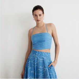 Madewell Poplin Crop Tube Top in Ornamental Blue